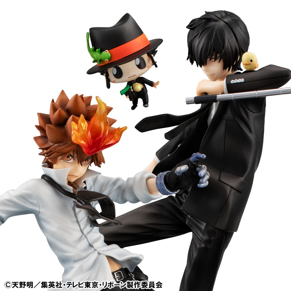 Katekyo Hitman Reborn! GEM Series PVC Statue Tsunayoshi Sawada & Kyoya Hibari & Reborn Set 21 cm